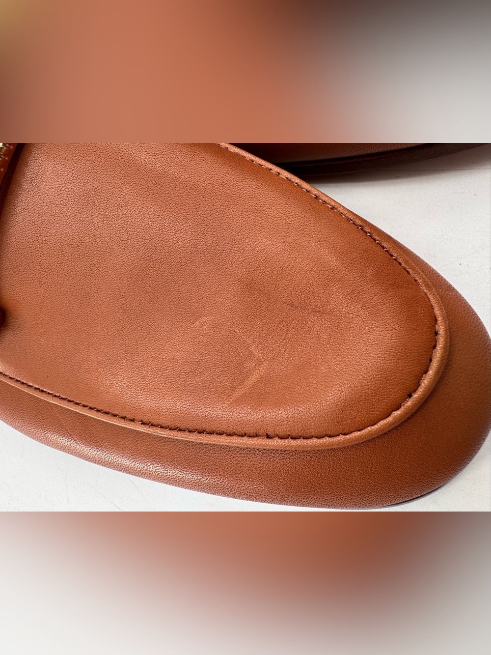 Sam Edelman Loafers Lior Flats Shoes NEW W/Defect Size 8M Leather Cognac/Brown - Picture 3 of 7